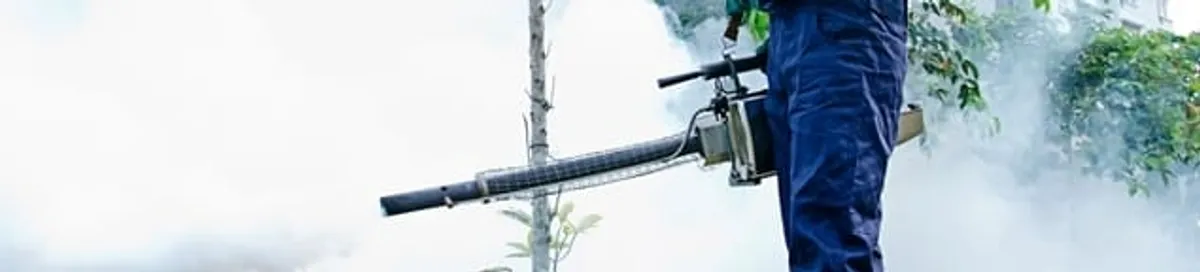 Pest control technician fogging an outdoor area for insect control in Honolulu, HI